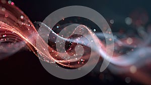 Digital wave flowing with data particles and light