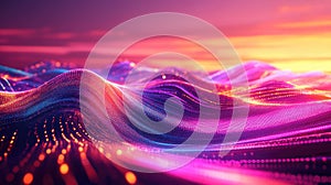 Digital wave flowing data stream technology background