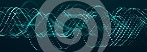 Digital wave with meny dots. Abstract backdrop of dynamic wave. Technology or science banner. 3d widescreen