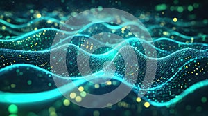Digital wave network creating futuristic data connection