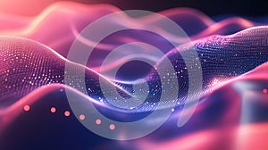 Digital wave particles creating abstract data network background