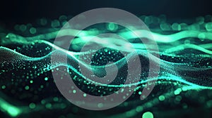Digital wave particles creating abstract technology background surface