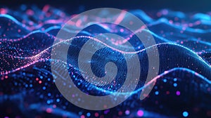 Digital wave particles creating an abstract technology background