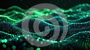 Digital wave particles creating a flowing data network