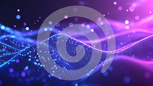 Digital wave particles creating glowing abstract technology background