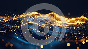 Digital wave particles creating glowing abstract technology background