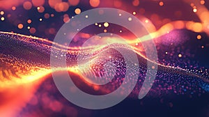 Digital wave particles creating a glowing futuristic background