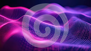 Digital wave particles creating a glowing network background