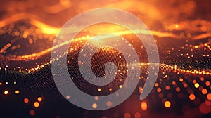 Digital wave particles flowing in data network technology