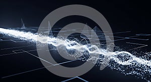 Digital wave of particles flows over a technology network