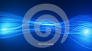 Digital Wave Pattern Background. Science Technology Presentation Vector.  Cyber Big Data Flow Particles Bokeh. Digital Neural