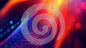 Digital wave pattern developing light grid data flow