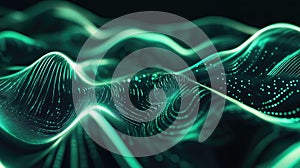 Digital wave pattern flowing data points network