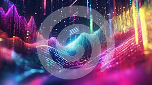 Digital wave pattern forming abstract data landscape