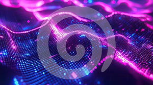 Digital wave pattern forming abstract glowing network