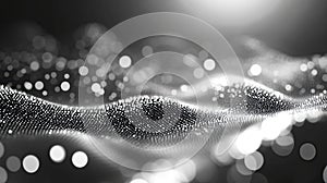 Digital wave processing glowing particles data technology background