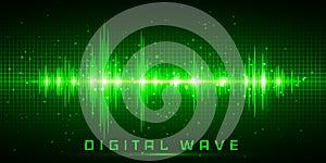 Digital wave, Sound waves oscillating glow light, Abstract technology background - Vector