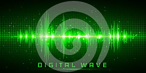 Digital wave, Sound waves oscillating glow light, Abstract technology background - Vector photo