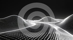 Digital wave surface connecting abstract flowing data grid