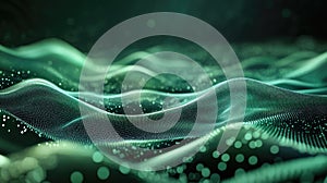 Digital wave surface creating abstract data particle network background
