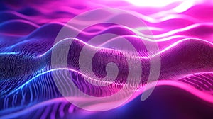 Digital wave surface displaying flowing glowing particles