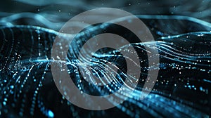 Digital Wave Technology Abstract Background. Futuristic Network Connection Structure, Big Data Visualization