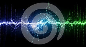 Digital Waveform with Binary Code Abstract Data Stream and Energy Flow