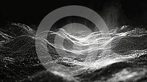 Digital waves creating abstract network landscape with particles