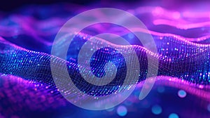Digital waves flowing, connecting data points in a network