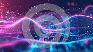 Digital waves flowing, showing data particles network