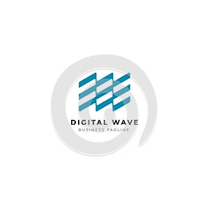 Digital waves strip logo in minimalist style concept. suitable for music, audio, tech and health business