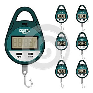 Digital weight scale on transparent background