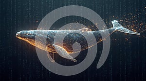 Digital Whale Swimming Through Binary Code