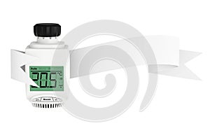 Digital Wireless Radiator Thermostatic Valve with Ribbon Banner.