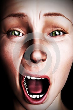 Digital Woman's Face Screaming Illustration