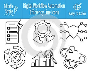 Digital Workflow Automation Icons Sheet