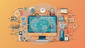 Digital Workflow and Data Analytics Ecosystem Illustration