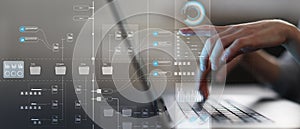 Digital Workflow Management Interface with Automated Data Processing and File Systems