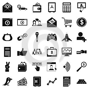 Digital working icons set, simple style