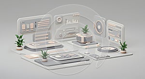 Minimalist 3D Dashboard with Biophilic Design Elements