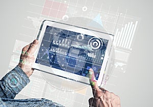 Concept of global connection and interaction interface on notebook display