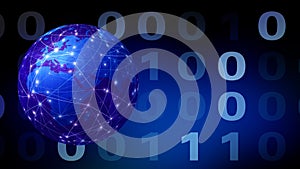 Cyber crime and global network technology news, algorithm, cyber security, digital world, global communication, binary code