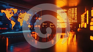 Digital world map and data visualization in a control room