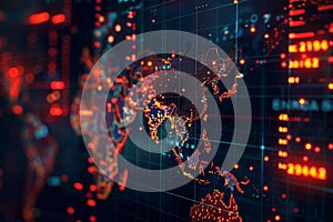 Digital World Map with Data Visualization