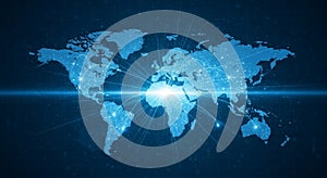 Digital World Map and Global Network Connection
