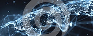 Digital World Map with Global Network Connectivity