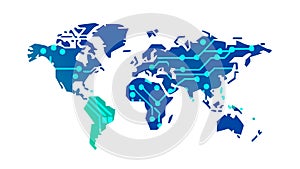 Digital World Map, Global Technology and Interconnected Networks, vector design Generative AI