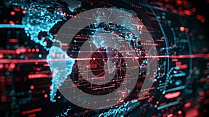 Global Data Network Visualization with Digital World Map and Information Grid