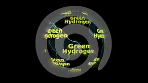 Digital world map green hydrogen green text, concept as an alternative fuel that is clean energy