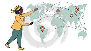 Digital World Map Interaction. Global Connectivity Vector, vector design Generative AI